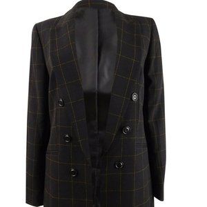 Faux-Double-Breasted Windowpane-Print Jacket